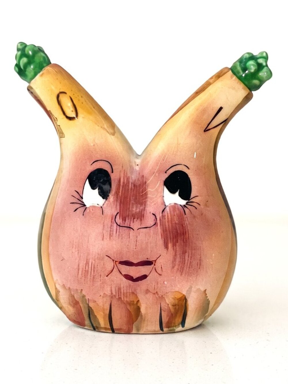 Vintage Anthropomorphic Onion Oil & Vinegar Cruet Set Ceramic Japan 5"